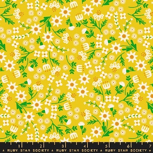 Collezione collaborativa di fiori preferiti della Ruby Star Society - Stampa infiorescenza in Golden Hour (articolo n. RS5146 11) - metraggio