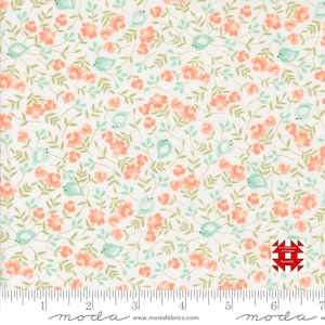 Moda Abloom autorstwa Corey&#39;a Yodera z Coriander Quilts - kwiatowy nadruk z motywem ptaków śpiewających na chmurze (nr artykułu 29212 11) - metraż