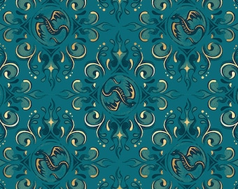 Fireglow by Sarah Watts for Ruby Star Society - Emblem Print in Galaxy with Metallic (Item # RS2136 14M) - yardage