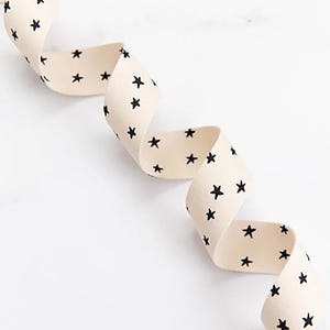 1.5&quot; Starry Webbing by Alexia Marcelle Abegg with Ruby Star Society - Black Stars on Natural (Item # SSCWEB 20) - sold by the yard