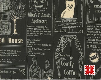 Moda Home Sweet Haunt by Stacy Iest Hsu - Vintage Newspaper Text Print on Midnight (Item # 20910 17) - yardage