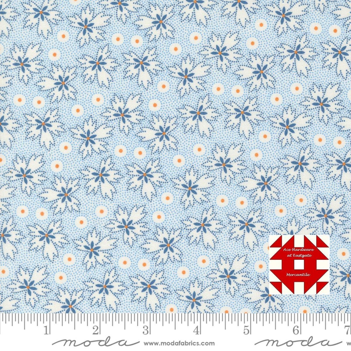 Moda Denim & Daisies by Fig Tree - Prairie Blender Leaf Dot Print on Stonewashed (Item # 35385 11) - yardage