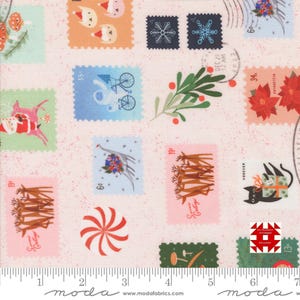 Moda Tiny Christmas by Lizzy House - Weihnachtsstempel Druck auf Schnee (Artikelnr. 37132 11) - Meterware