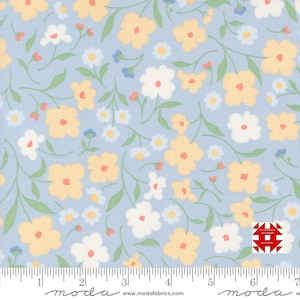 Moda Cottage Charm by Heather Briggs of My Sew Quilty Life - Wallpaper Floral Print on Powder Blue (Item #31750 21) - yardage