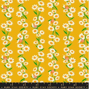 Ruby Star Society Carousel by Melody Miller - Daisy Chain Print in Goldenrod (Item # RS0098 11) - yardage