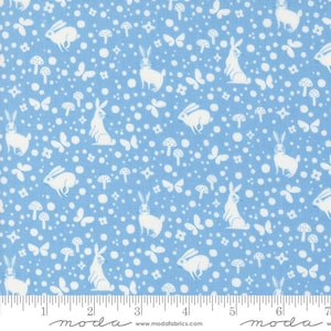 Moda Love Letter by Lizzy House - Wonder Dot Bunny Print in Blue Skies (Item # 37127 32) - yardage
