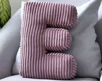 READY TO SHIP Dusty Pink Alphabet Letter Pillow - E Letter Pillow - Initial Pillow - Corduroy Pillow - Corduroy Letter