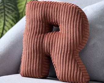 Rust Corduroy Letter Pillow - Corduroy Letter - Alphabet Pillow - Alphabet Letter Pillow - Copper Corduroy Letter