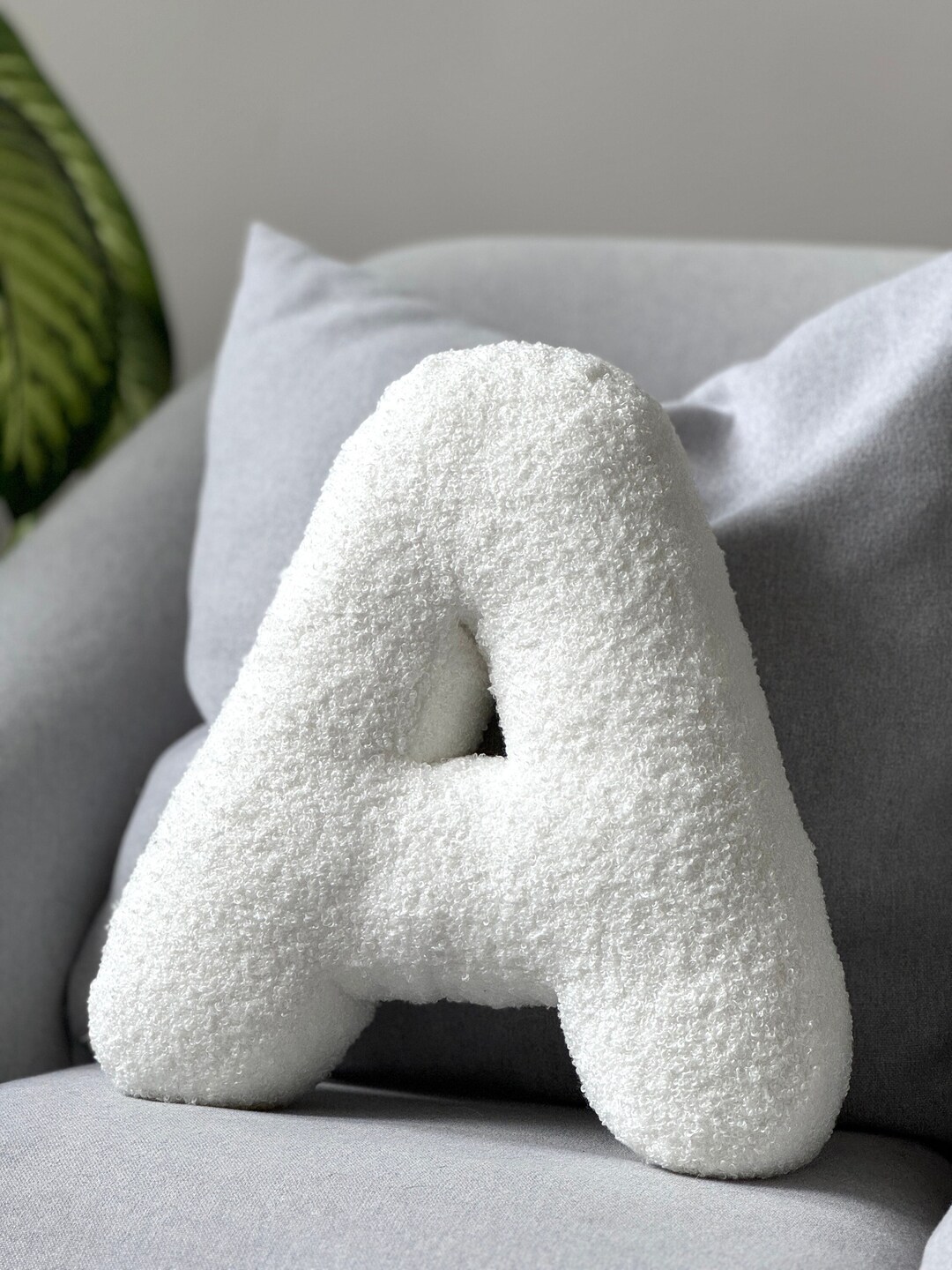 White Boucle Alphabet Letter Pillow - Letter Pillow - Boucle Pillow ...