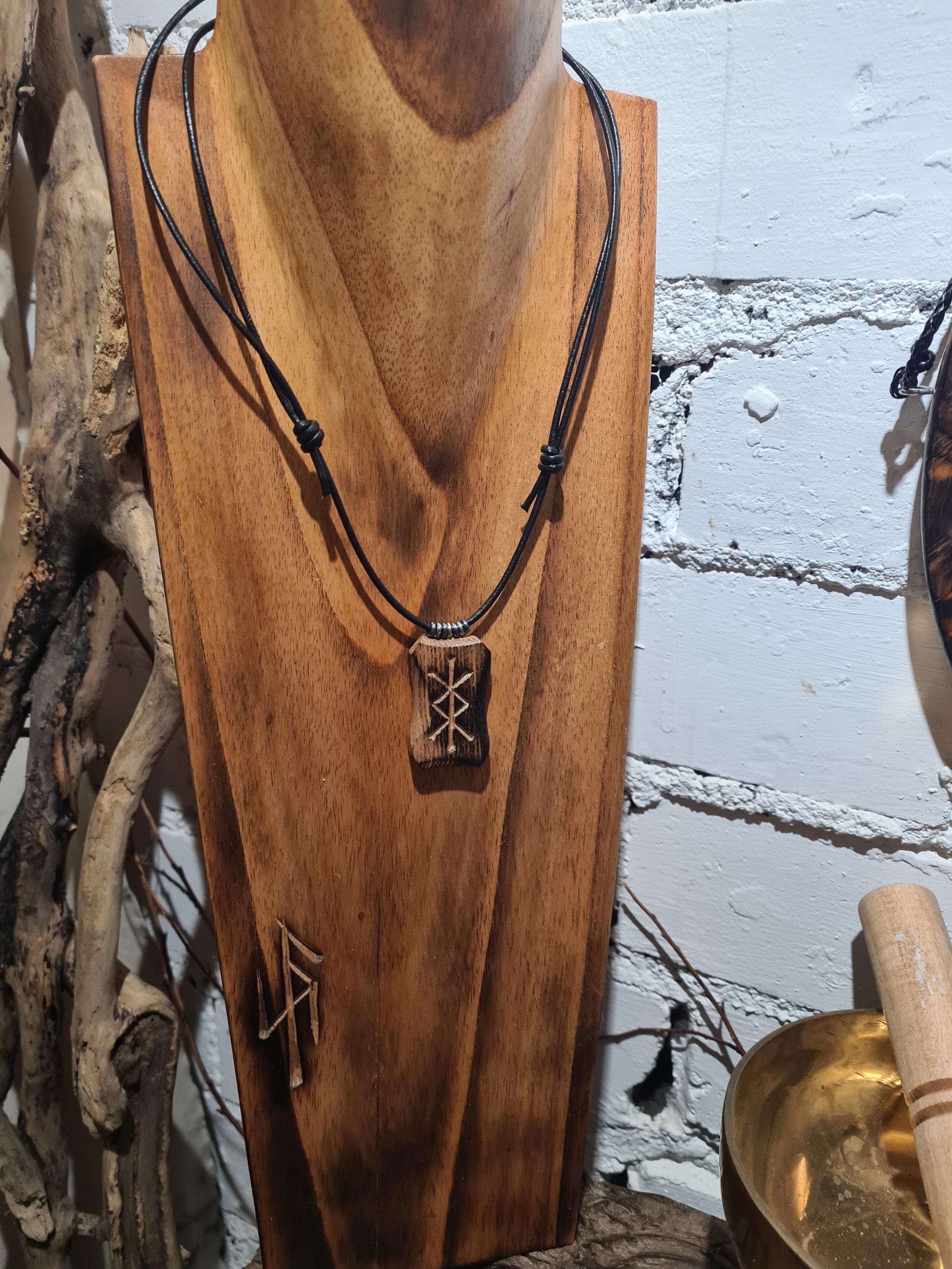 Norse Protection Bind Rune Necklace. Hand Crafted From Oak With Black ...