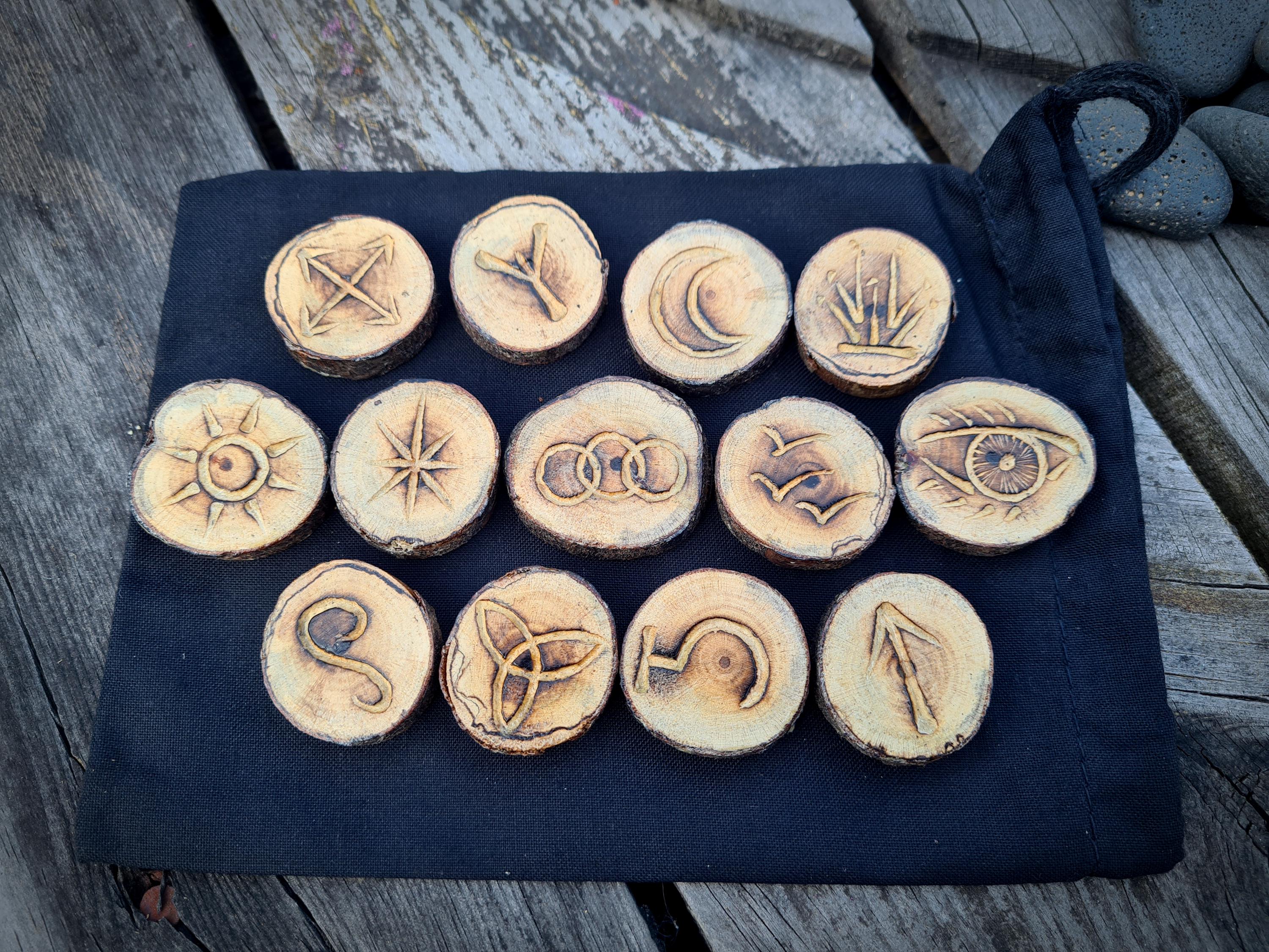 Witches Rune Set. 13 Witches Runes Hand Crafted and Carved From a ...