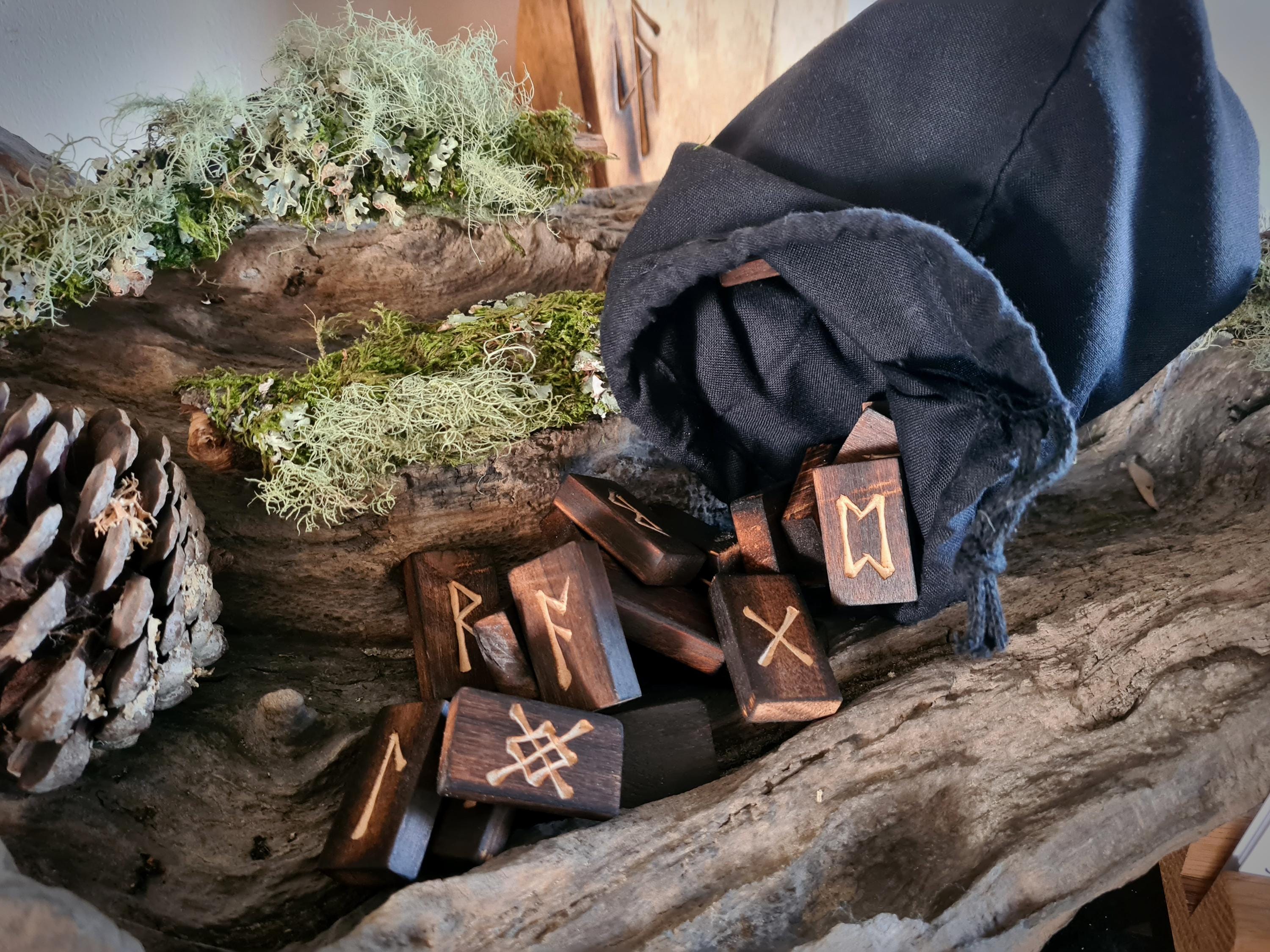 Anglo Saxon Birch Wood Rune Set | 33 Handmade, Hand Carved Runes in ...