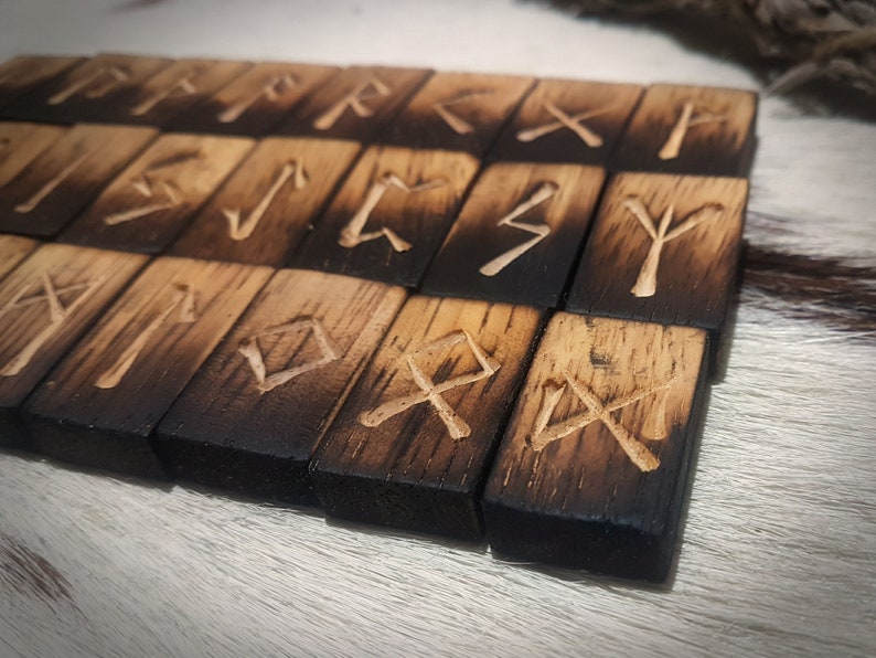 Oak Wood Rune Set Norse Elder Futhark Handmade Hand - Etsy