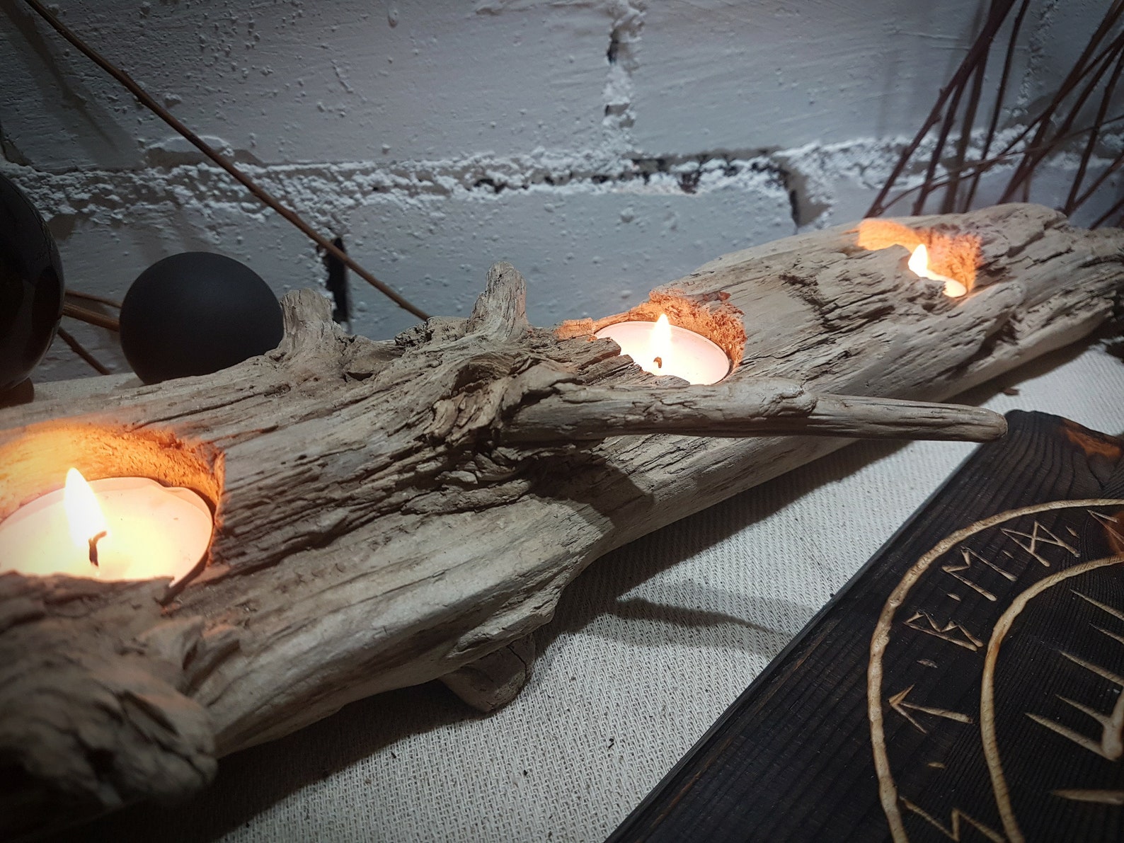 Large Driftwood Tea Light Holder Rustic Coastal Decor Etsy