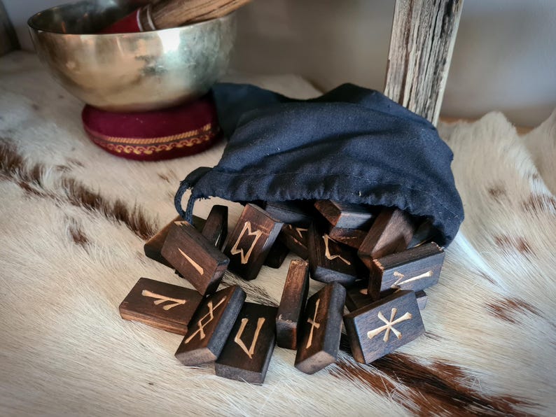 Anglo Saxon Birch Wood Rune Set | 33 Handmade, Hand Carved Runes in ...