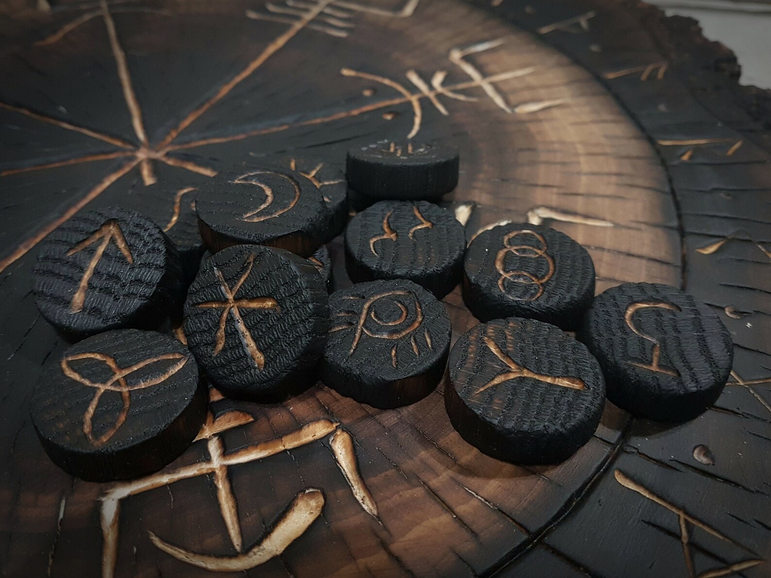 Witches Runes Witches Rune Set 13 Black Oak Witch Runes Etsy