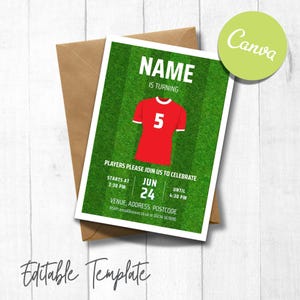 Football Birthday Invitation | Custom Team Colours | Editable Canva Template | Digital Download
