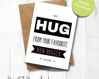 Sending Hugs Card | Non Hugger Gift | Printable Instant Download