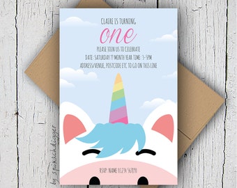 Magical Unicorn Invitation, Digital File, Unicorn Invitation, Rainbow Unicorn Invite, Print at Home, Girls Birthday Invite, Age Birthday