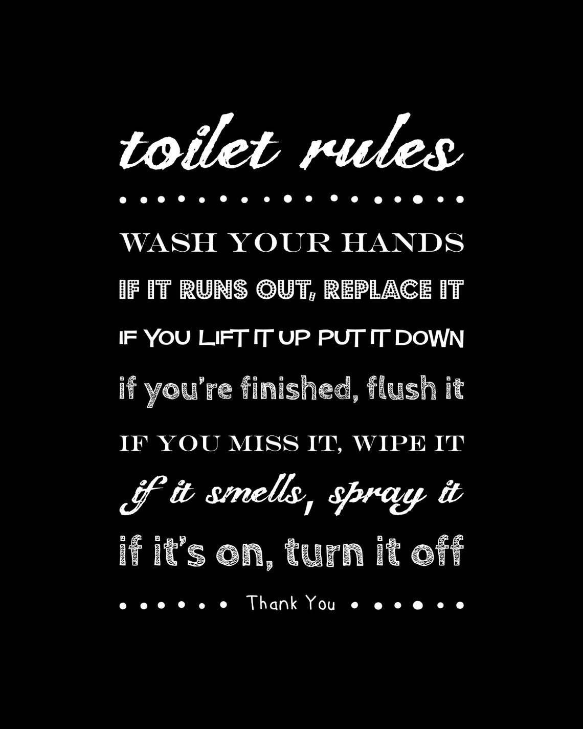 Bathroom Sign Toilet Rules Downstairs Loo Toilet Rules Etsy Denmark
