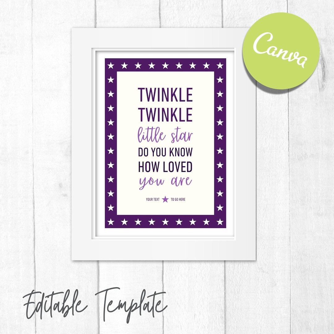Twinkle Twinkle Little Star Nursery Art (editable Digital Print) - Etsy