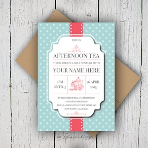 Shabby Chic Invitation, Afternoon Tea Invitation, Vintage Invitation, 30, 40, 50, 60e, 70e, 80e, 90e, Digital Party Invitation