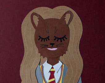 Hermione Granger cat collage / Harry Potter / Papercraft - papercut handmade