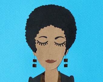 Collage Nina Simone / Papercraft - papercut handmade / Paper face cut illustration handmade