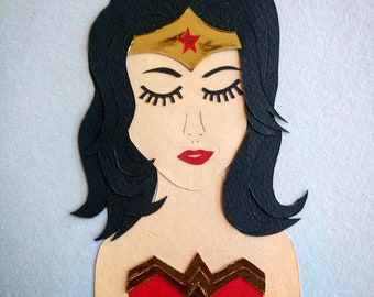 Wonder Woman Collage / Papercraft - papercut handmade