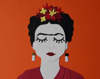 Frida Kahlo Collage / Papercraft - papercut handmade
