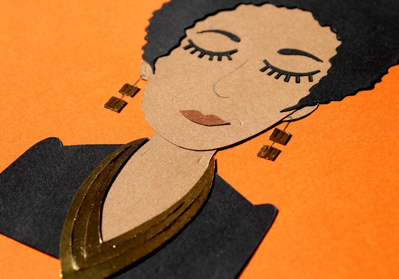 Collage Nina Simone / Papercraft papercut handmade / Paper face cut illustration handmade image 6