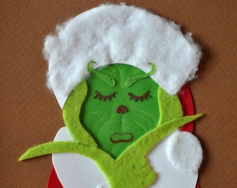 Collage The Grinch / Christmas / Papercraft - papercut handmade / Paper face cut illustration handmade