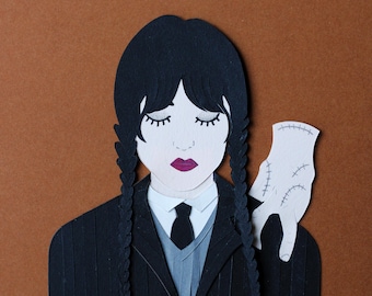 Wednesday Addams Collage / Papercraft - papercut handmade