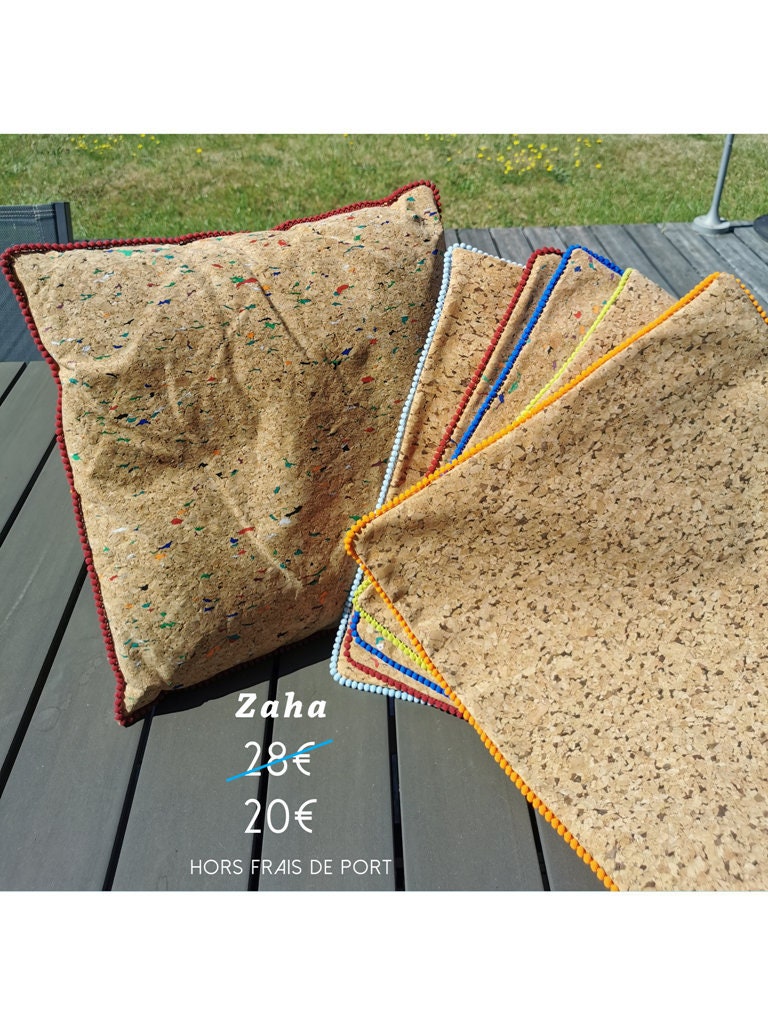 Soldes/Housse de Coussin Zaha Original et Coloré Liège Maroquinerie Artisanale Crueltyfree Vegan Cad