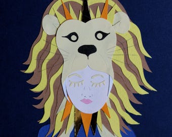 Collage Luna Lovegood lion's head / Papercraft - papercut handmade