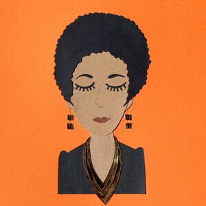 Collage Nina Simone / Papercraft papercut handmade / Paper face cut illustration handmade image 5