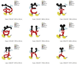 Mickey Alphabet Embroidery Font Monogram 26 Designs: pes, dst, jef, hus,exp,vip, vp3,inf,xxx (4x4) DISNEY Mickey Mouse ClubHouse Club House
