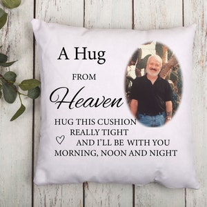 Personalised memorial keepsake cushion of a loved one ,when you miss us  - hug ,cuddle cushion memorial gift ,in loving memory , heaven