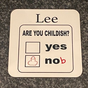 personalised Funny rude childish knob drinks coaster for coffee mug beer mat Christmas birthday  gift for him for her