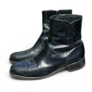 Vintage Black Leather Zip Ankle Boots - Etsy display picture 3