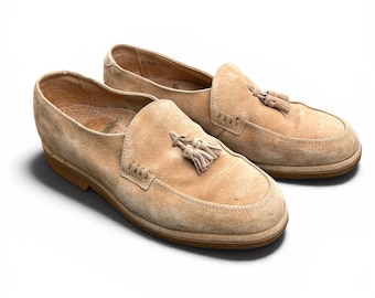 Vintage Men’s Suede Tassel Loafers 1970’s McGregor Size 8 Tan Made In Poland