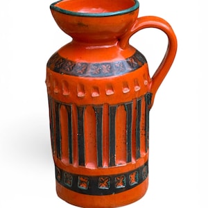 Vintage Mid Century Italian  Bitossi Aldo Londi Orange Vase Pitcher