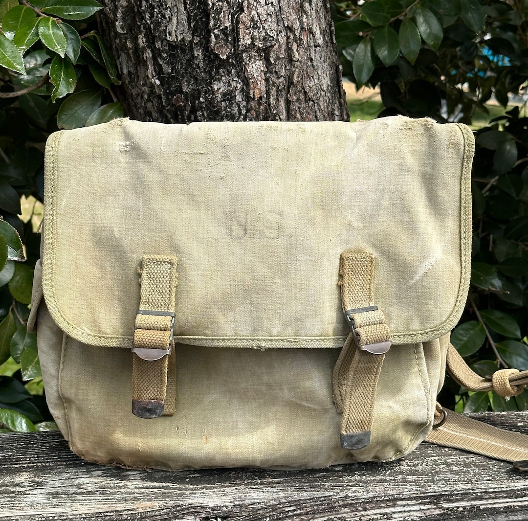 Vintage 1942 WW2 U.S. Military Satchel Messenger Canvas Bag Etsy