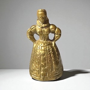 Antique 3&quot; Queen Elizabeth I - Elizabethan Brass, Bronze Bell with Boot Clappers