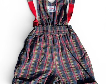 VTG Oshkosh B’Gosh Shortalls Plaid Size 5T Overalls Suspenders  Clover Buttons