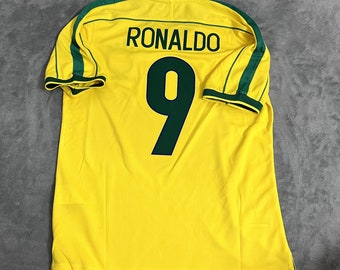 Retro 1998-1999 Brazil Ronaldo 9 Home Football Jersey, Ronaldo Football Jersey, Love Ronaldo Champions League Jersey, Gift For Fan.