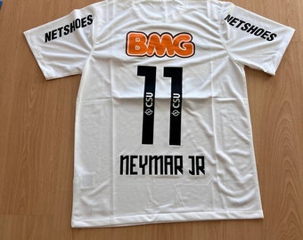 Neymar JR 11 Santos FC Home Retro Jersey 2011-2012, camiseta de fútbol inspirada en Neymar JR, camiseta de fútbol Neymar, kit de fútbol vintage Neymar
