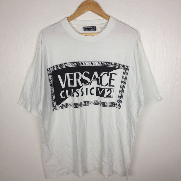 Rare !! Vintage VERSACE CLASSIC V2 White T Shirt Large Size