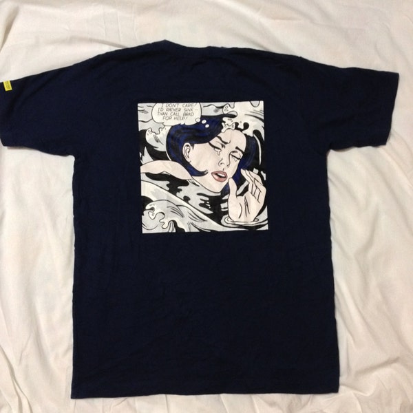 ROY LICHTENSTEIN Pop Art Design Blue Shirt L Size