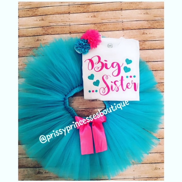 Big Sister Tutu Set; Big Sister Tutu Outfit; Little Sister Tutu Set; Gender reveal big sister tutu